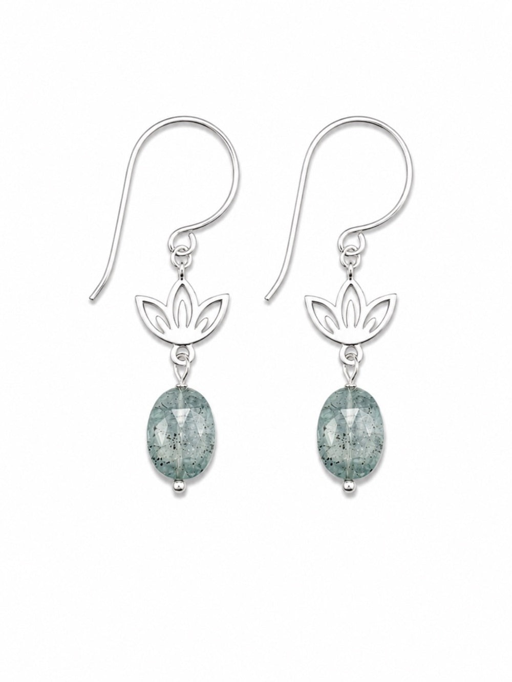 HK0051 Kyanite Lotus Earrings (S925)