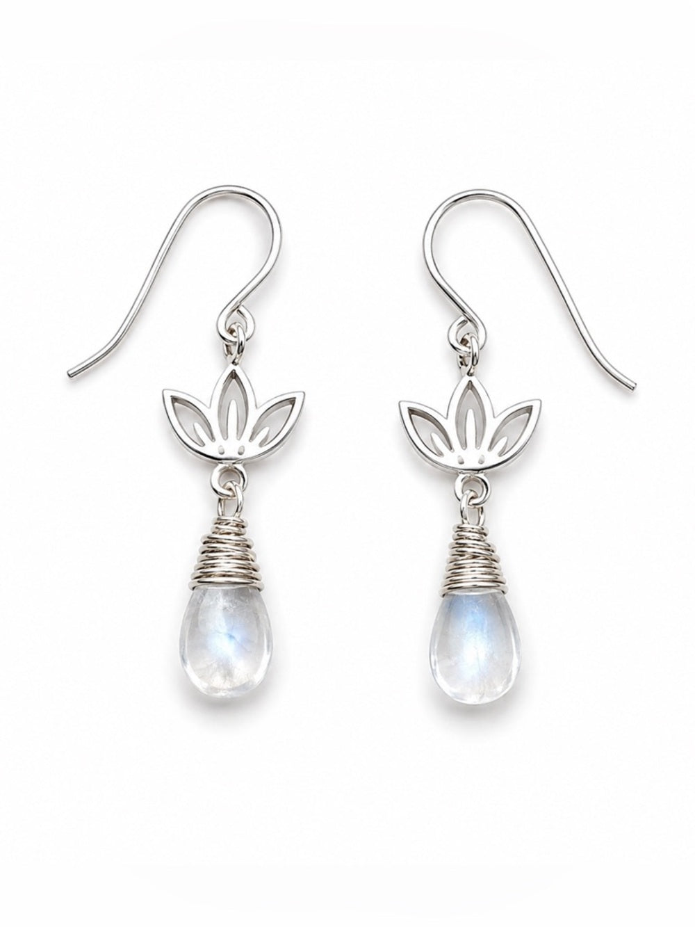HK31 Moonstone Lotus Earrings (S925)