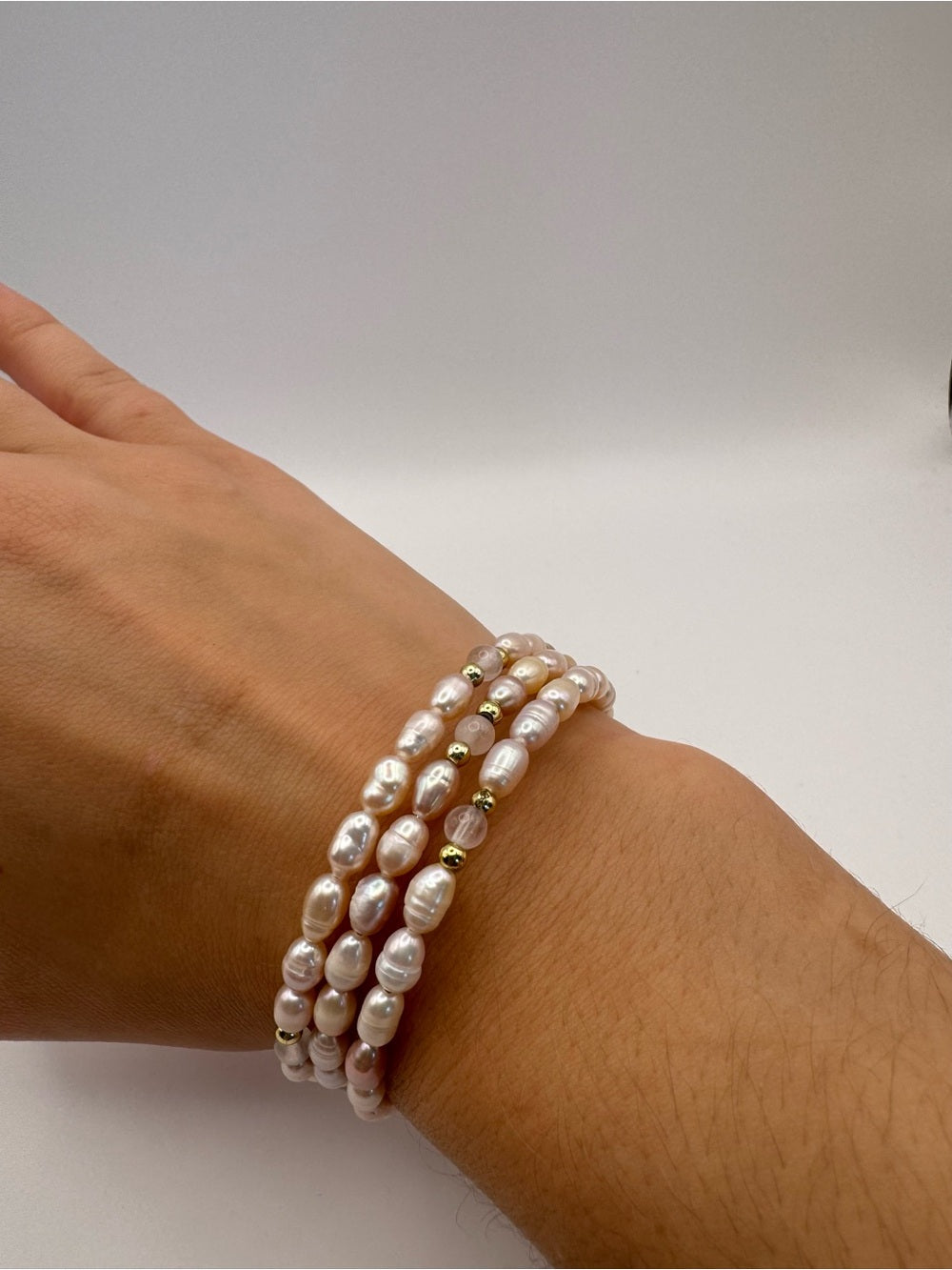 Rose Quartz and Pearl Wrap Bracelet