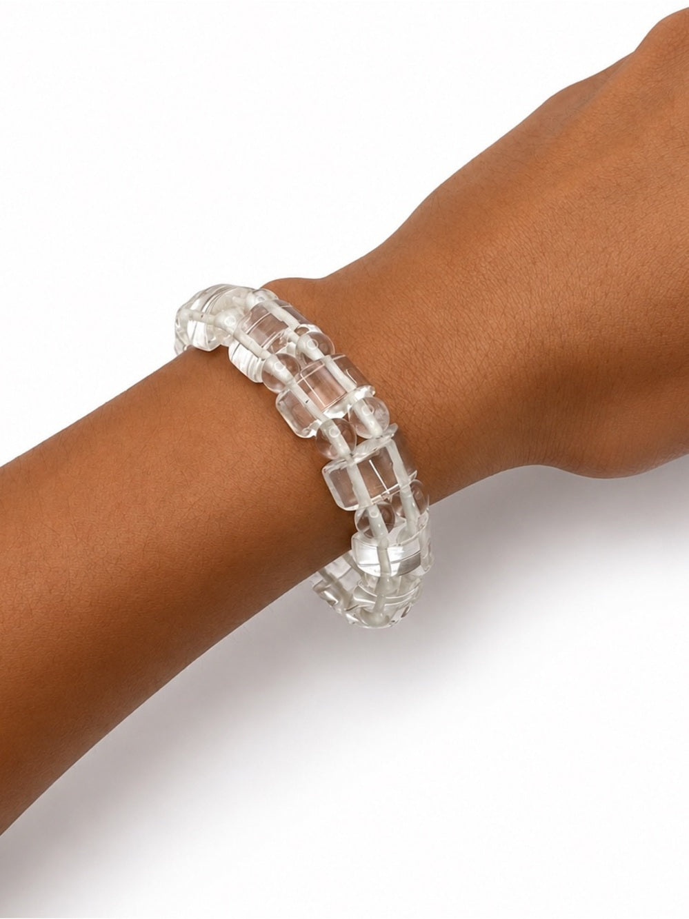 Clear Quartz Geometric Chunk Nugget Bracelet