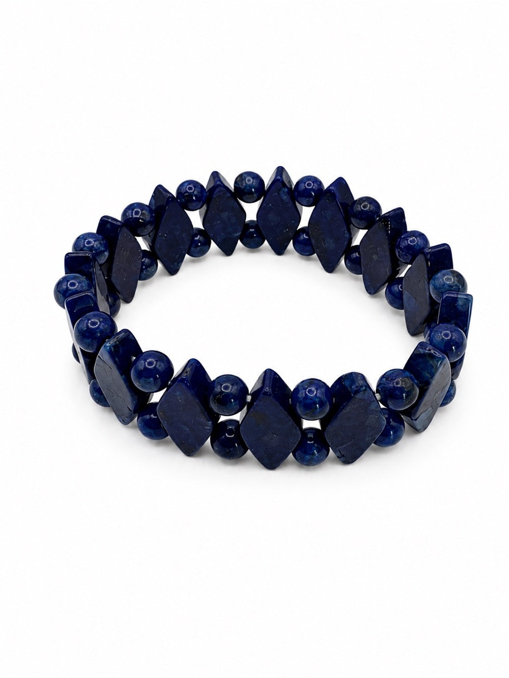 Lapis Geometric Chunk Nugget Bracelet