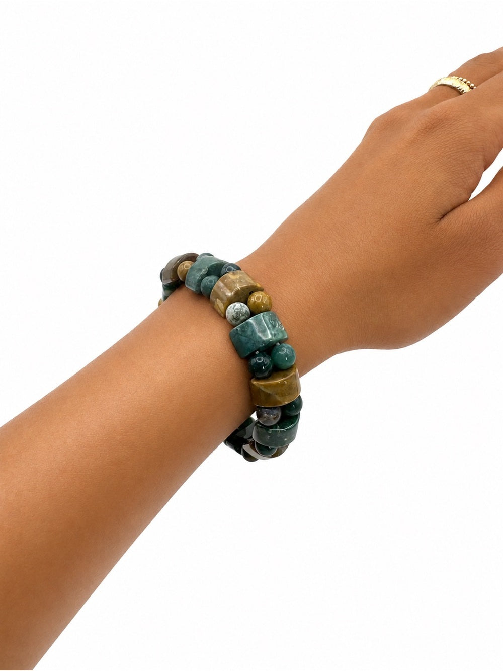 Ocean Jasper Geometric Chunk Nugget Bracelet