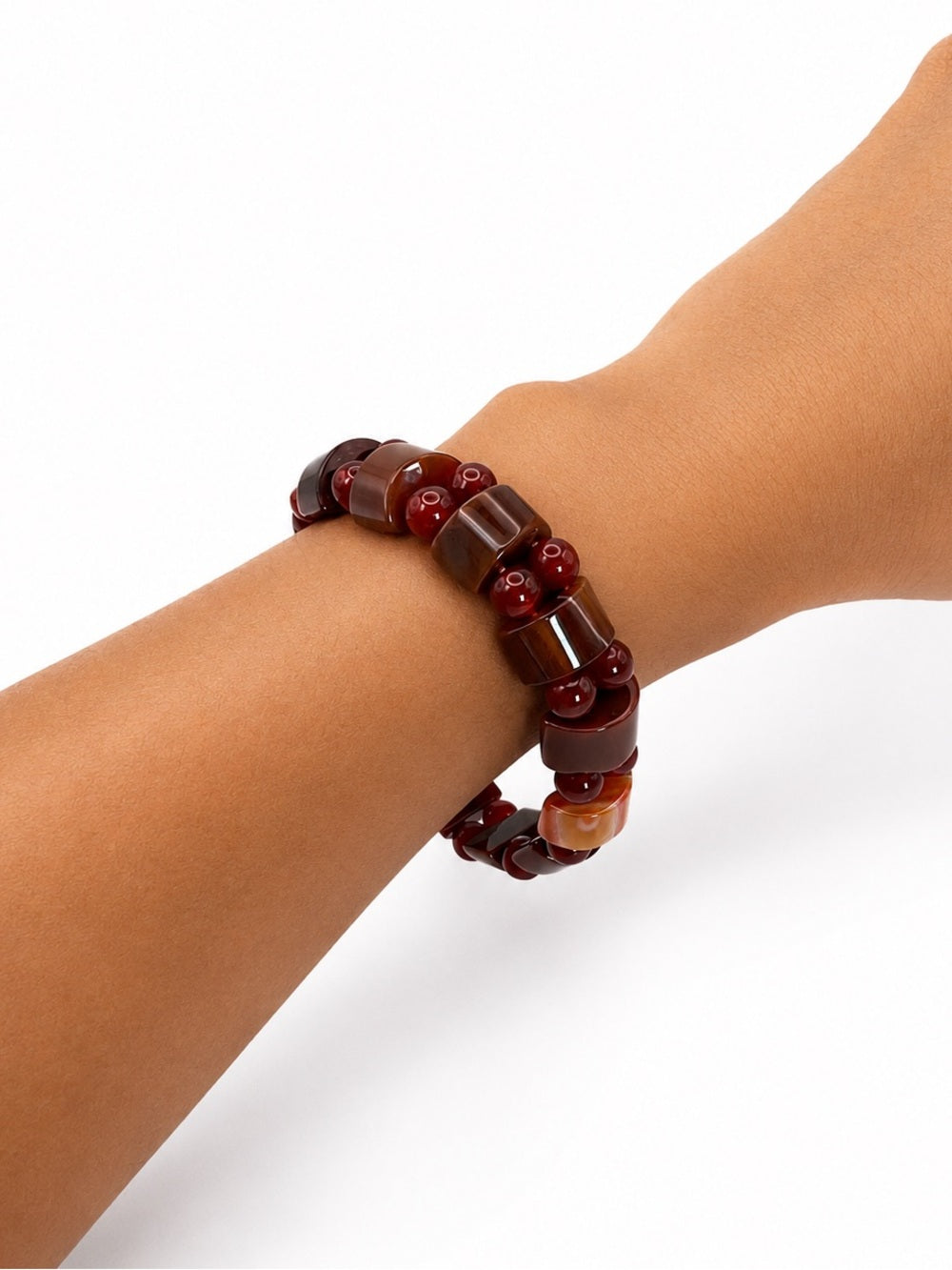 Carnelian Geometric Chunk Nugget Bracelet