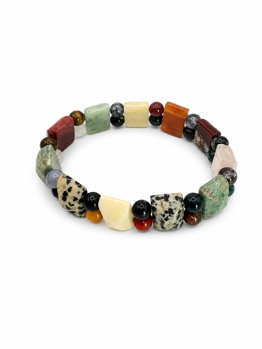 Mixed Gemstone Geometric Chunk Nugget Bracelet