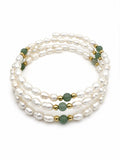 Jade and Pearl Wrap Bracelet