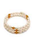 Peach Moonstone and Pearl Wrap Bracelet