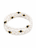 Black Onyx and Pearl Wrap Bracelet
