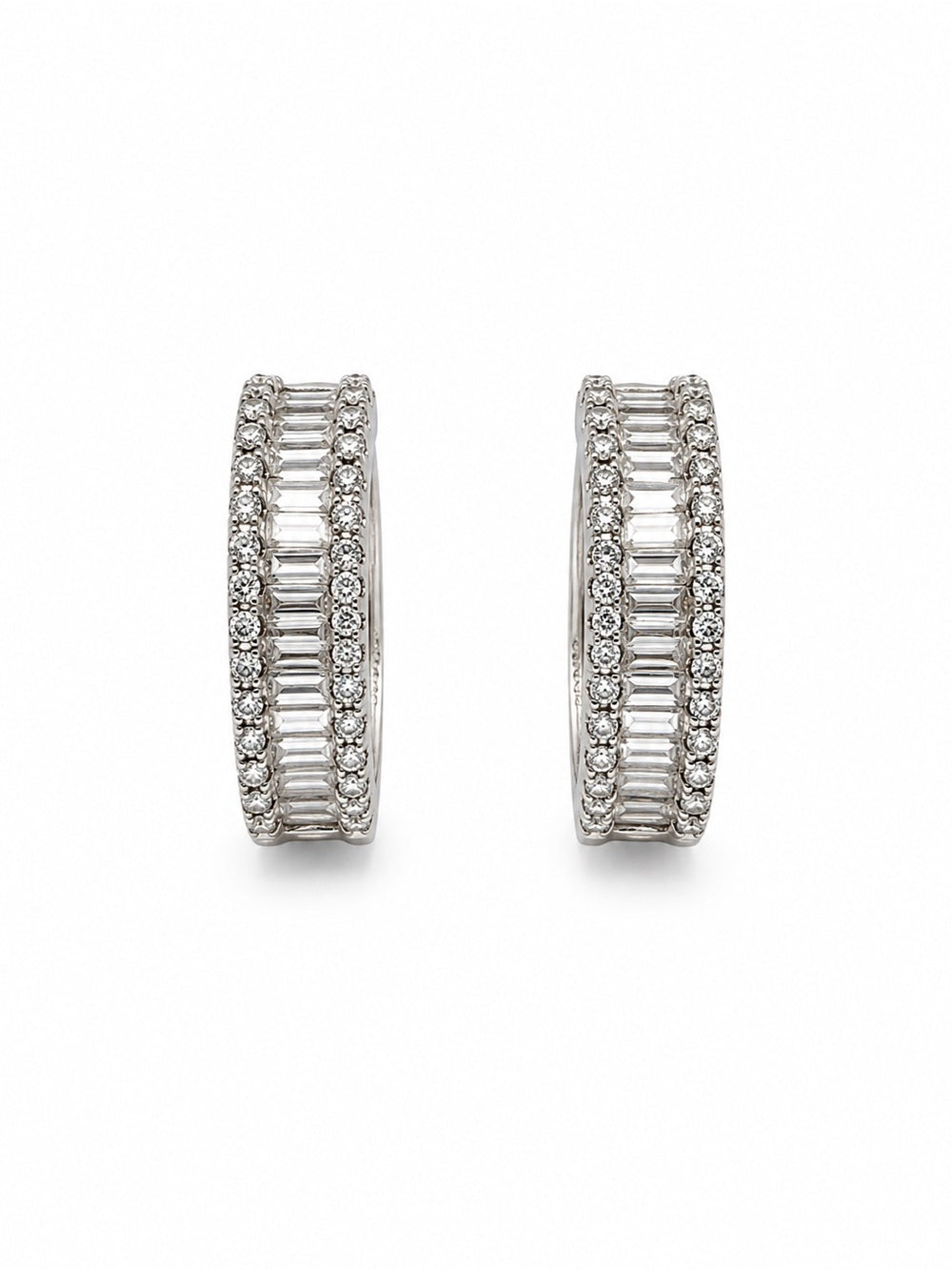 Moissanite Silver Huggie Earrings