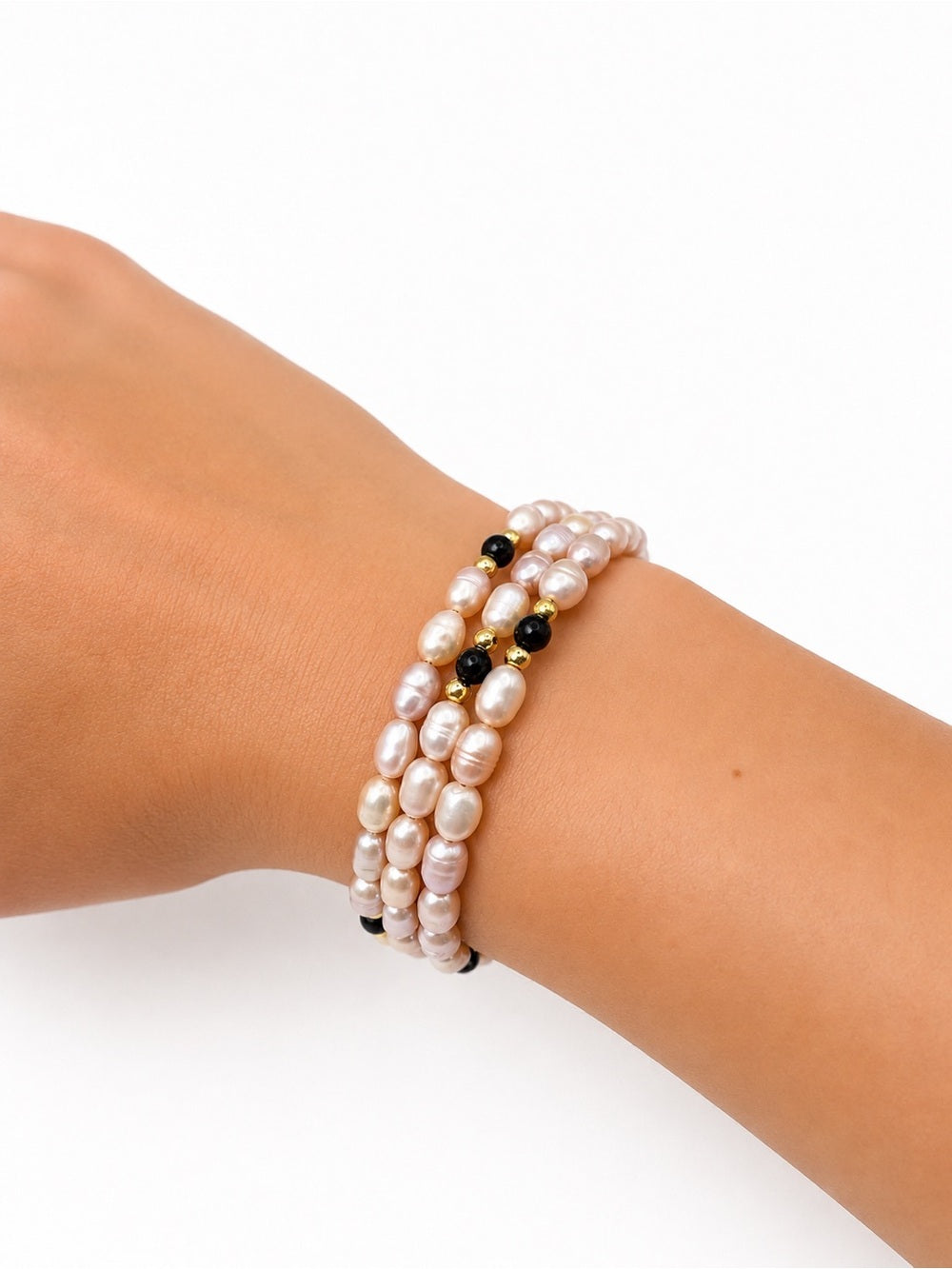 Black Onyx and Pearl Wrap Bracelet