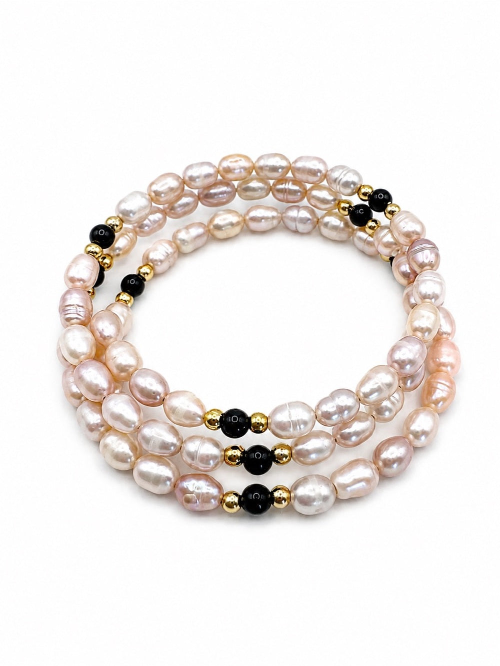 Black Onyx and Pearl Wrap Bracelet