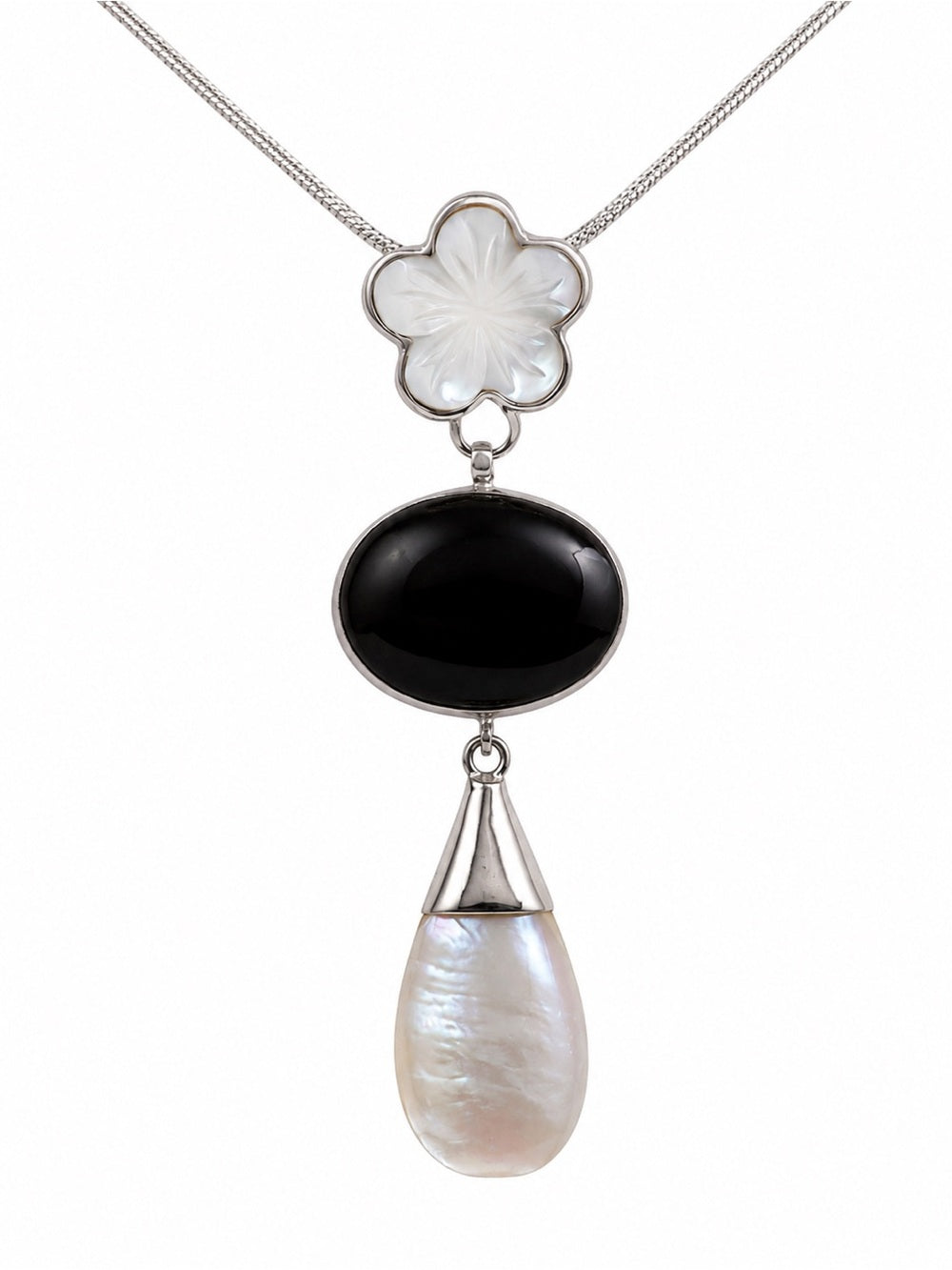 Mother of Pearl Flower Triple Pendant