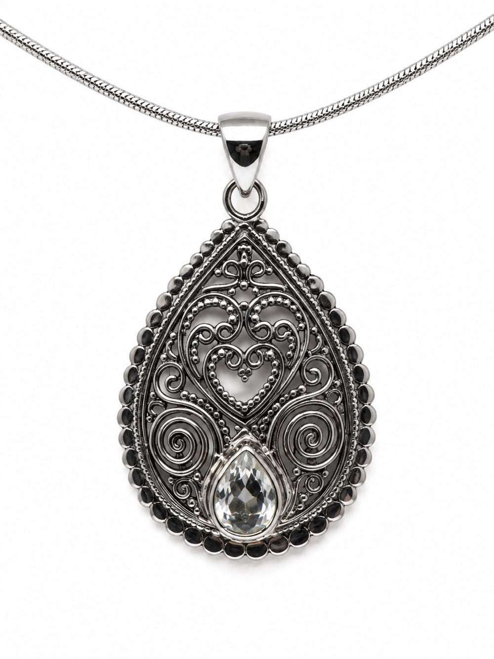 Swiss Blue Topaz Swirl Pendant