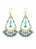 Blue Hibiscus Chandelier Earrings