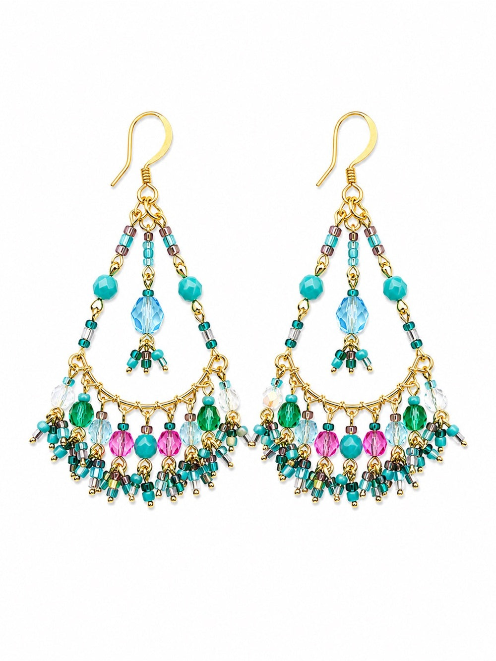 Blue Hibiscus Chandelier Earrings