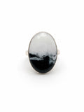 White Buffalo Turquoise Oval Ring (S925)
