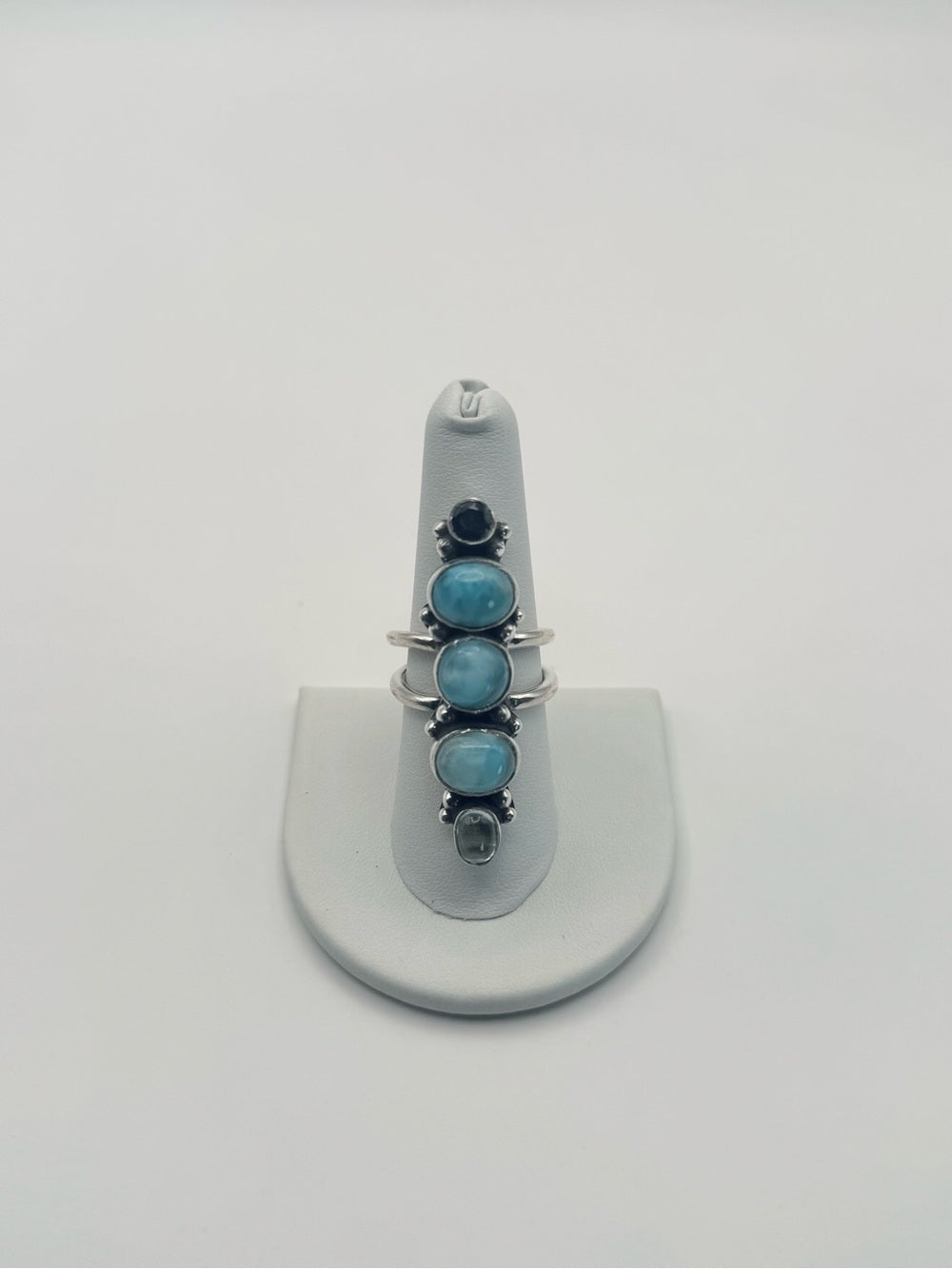 Larimar, Clear Quartz, and Iolite Ring (S925)