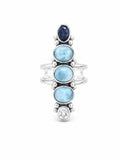 Larimar, Clear Quartz, and Iolite Ring (S925)