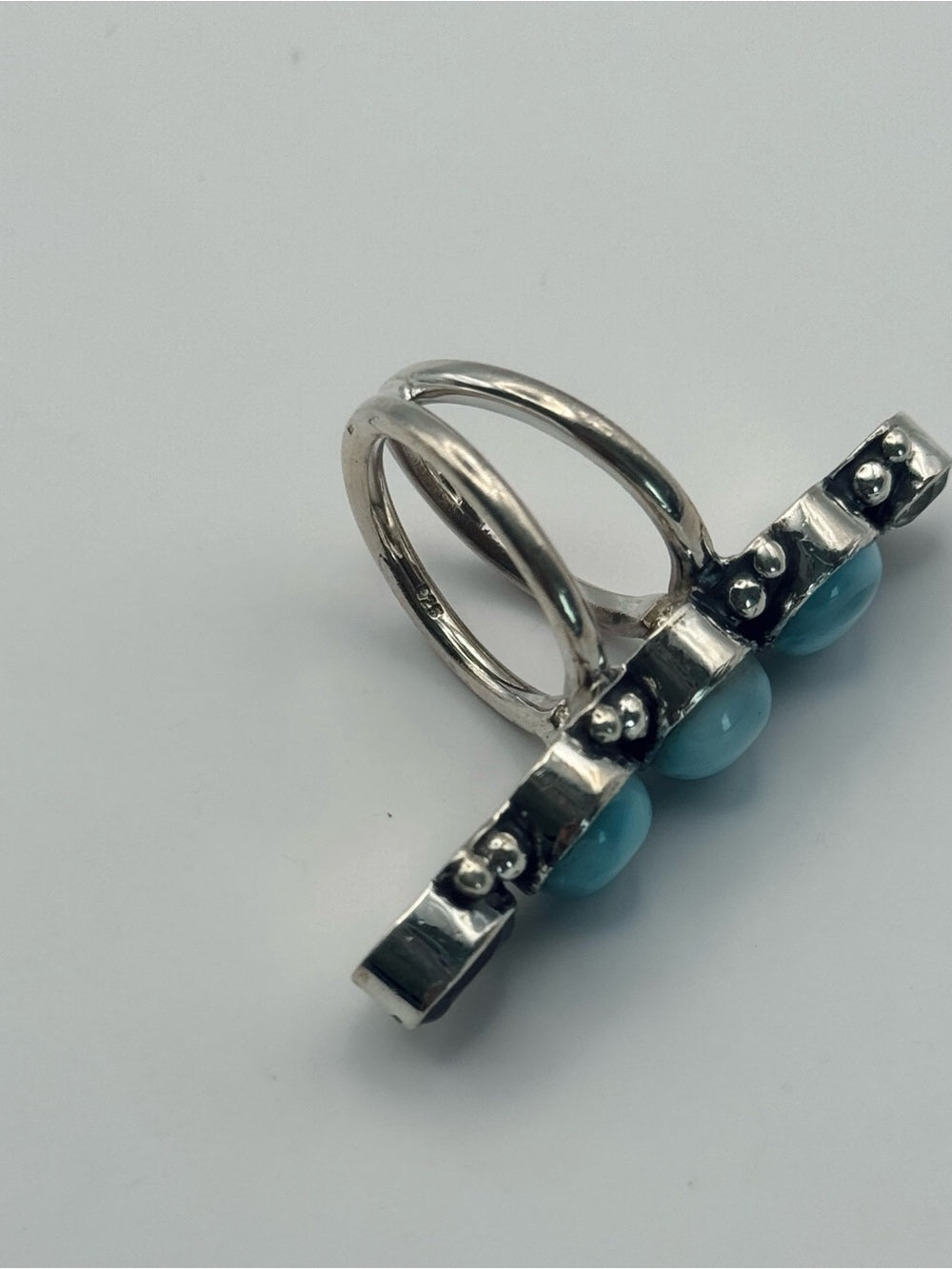 Larimar, Clear Quartz, and Iolite Ring (S925)