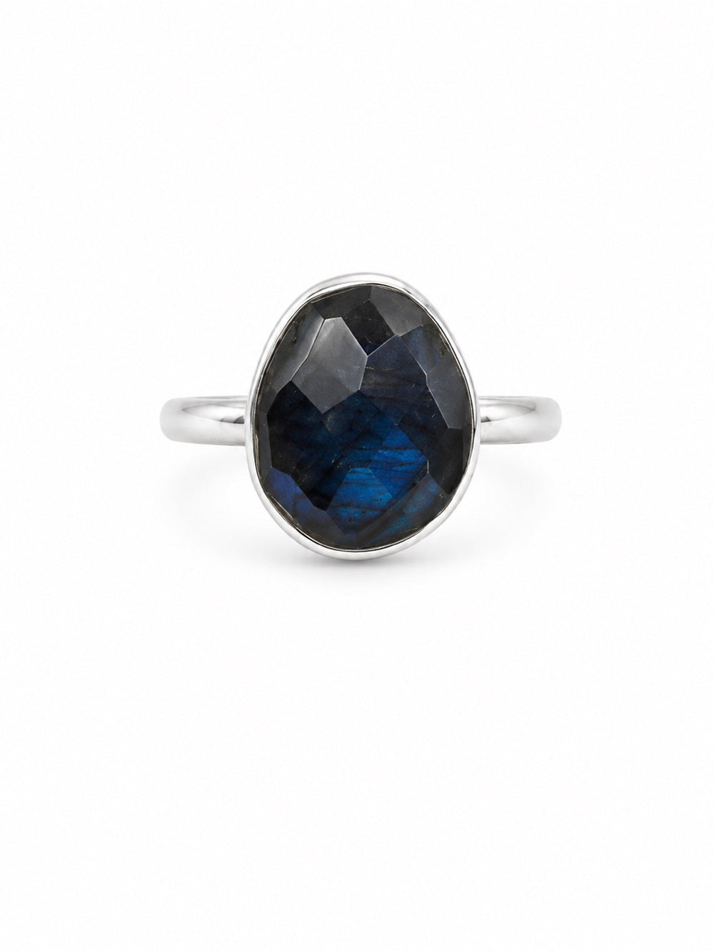 Labradorite Faceted Round Ring (S925)