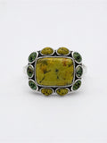 Serpentine and African Turquoise Ring (S925)