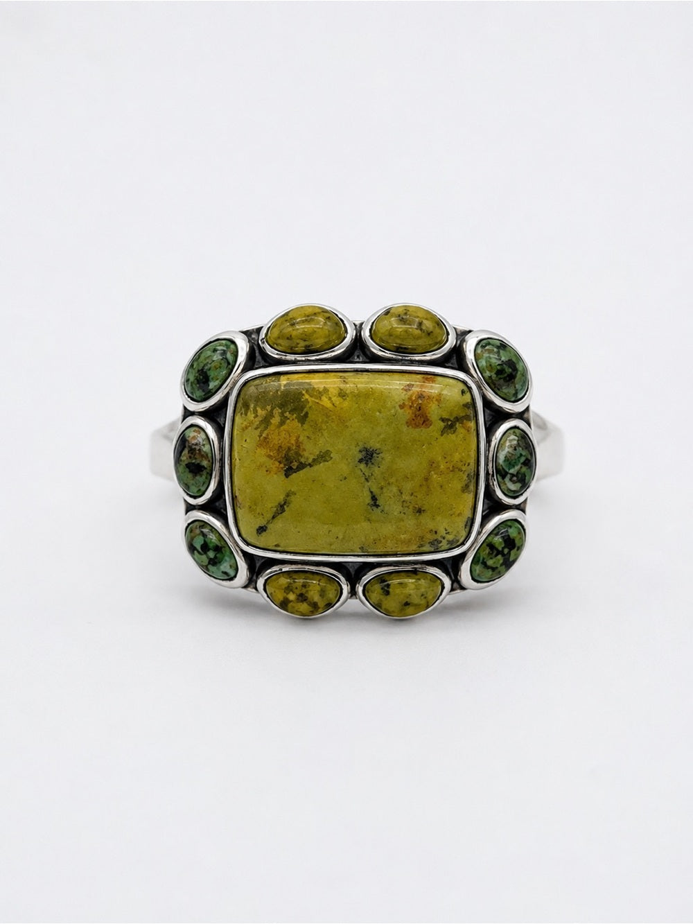 Serpentine and African Turquoise Ring (S925)