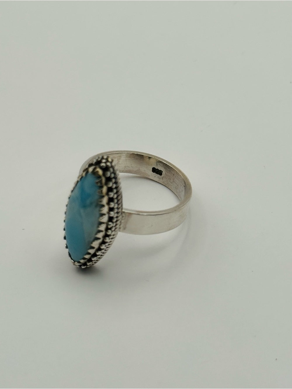 Larimar Diamond Shaped Ring (S925)