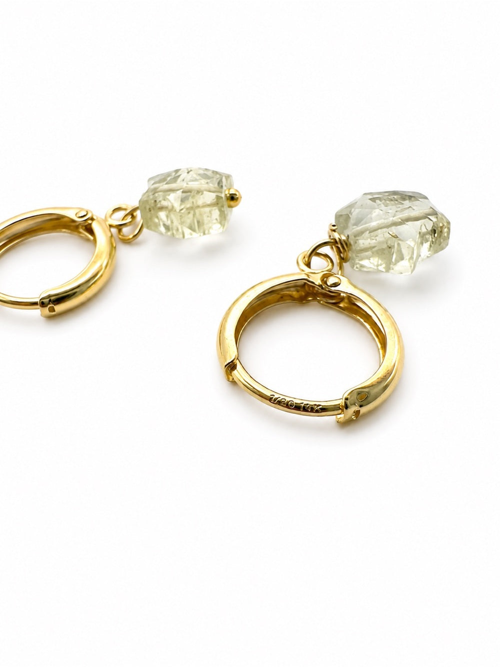HG31 Gold Filled Lemon Quartz Star Huggies