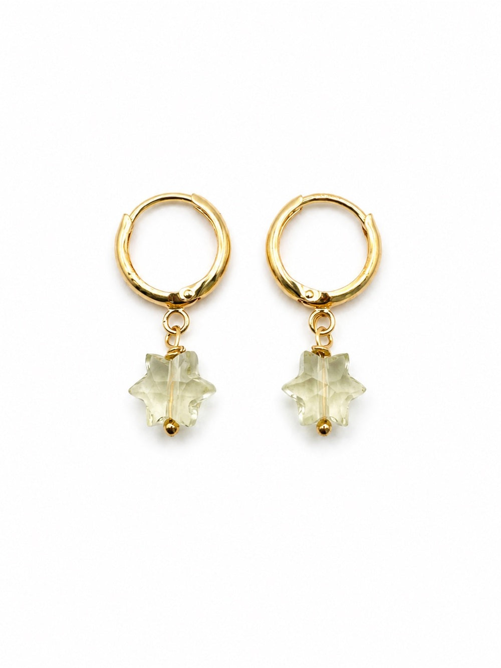 HG31 Gold Filled Lemon Quartz Star Huggies