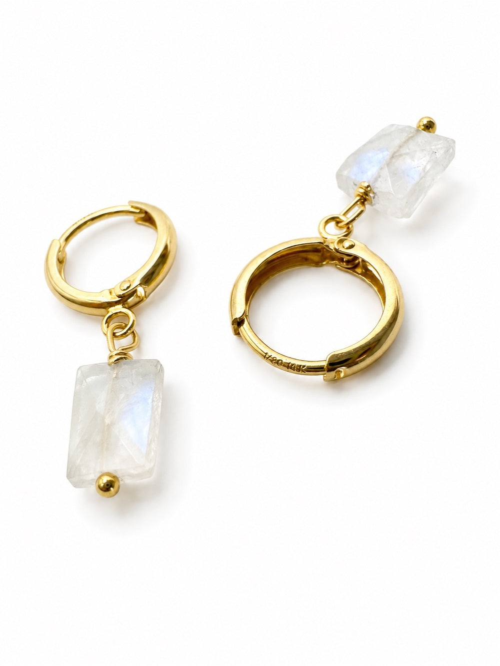 HG30 Gold Filled Moonstone Rectangle Huggies
