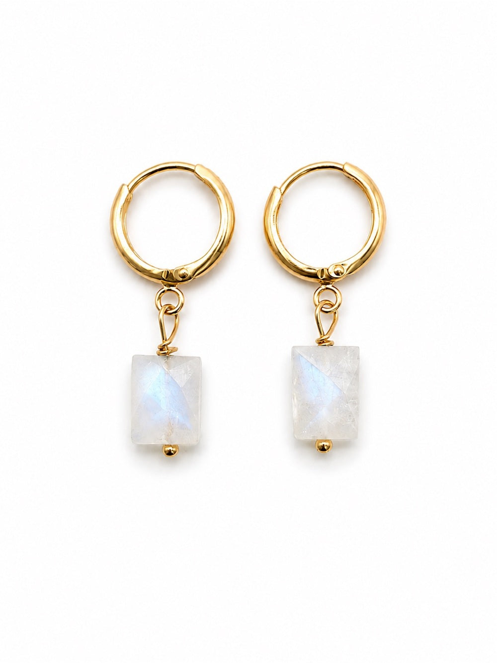 HG30 Gold Filled Moonstone Rectangle Huggies