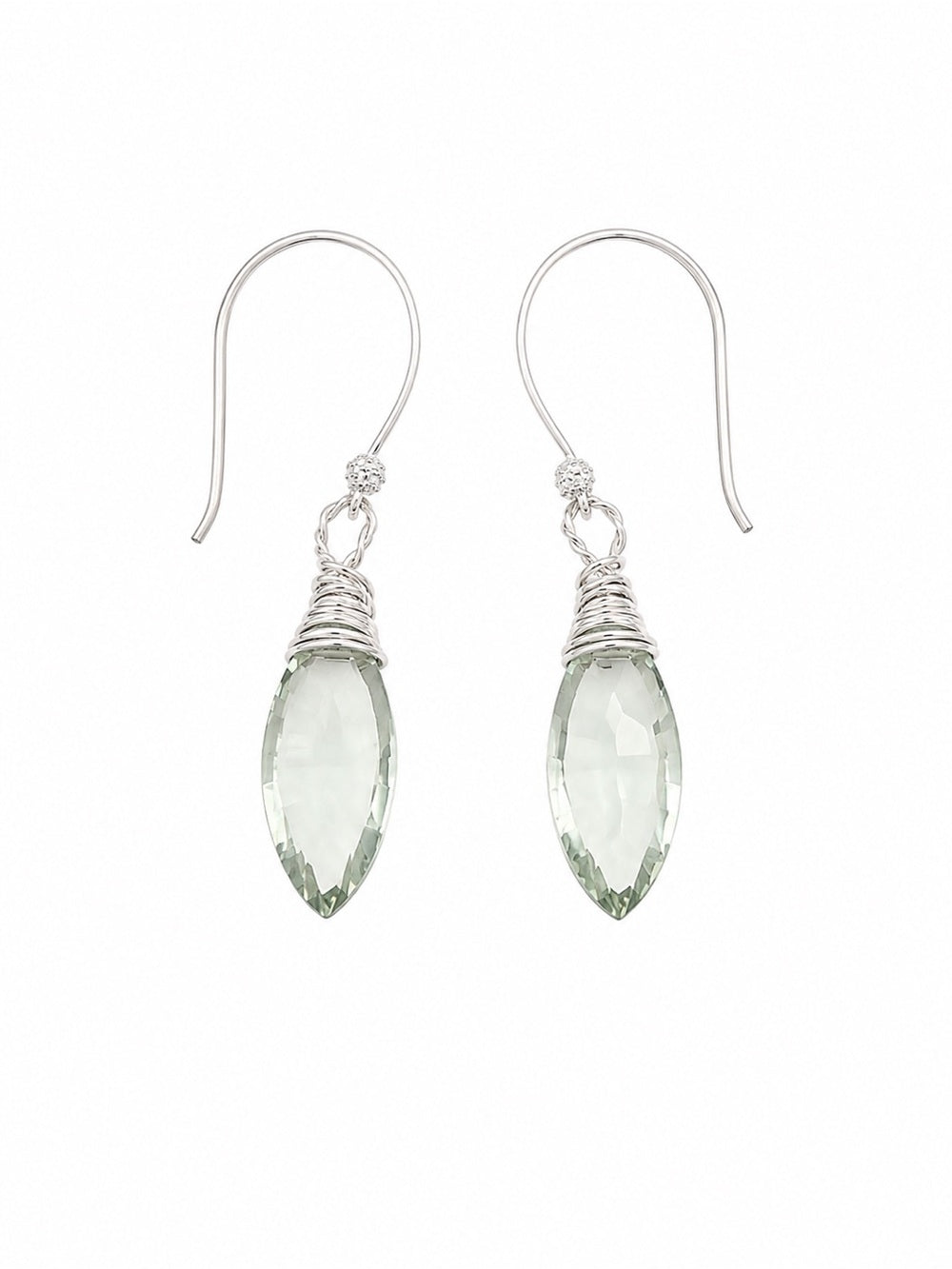 HK56 Green Amethyst Hook Earrings (S925)