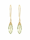 HK57 Gold Filled Green Amethyst Hook Earrings