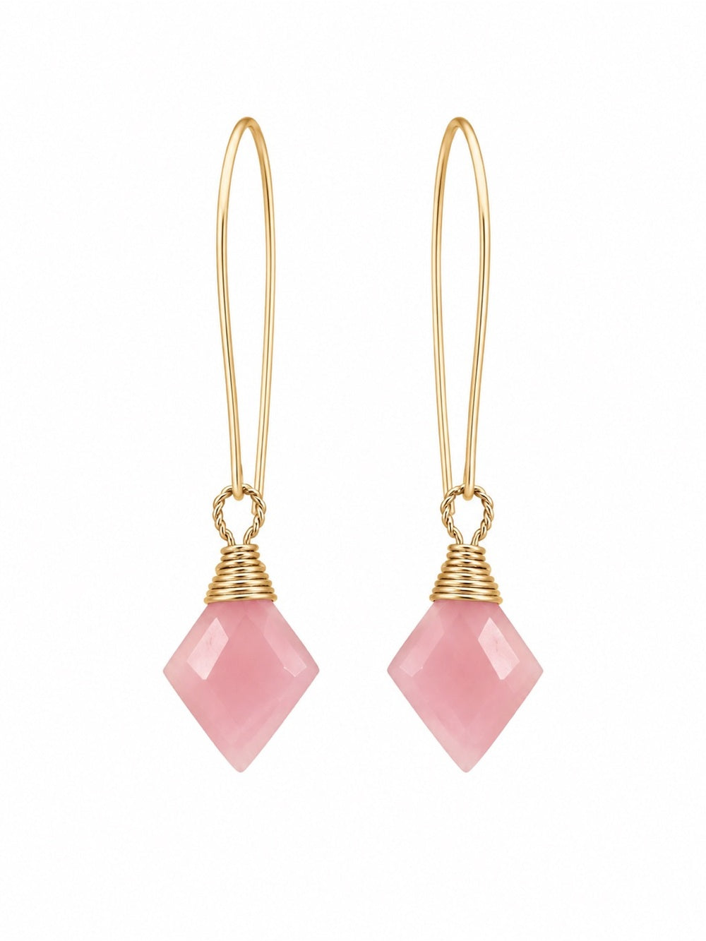 HK64 Gold Filled Guava Quartz Hook Threaders