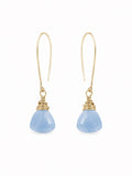 HK71 Gold Filled Blue Opal Hook Earrings