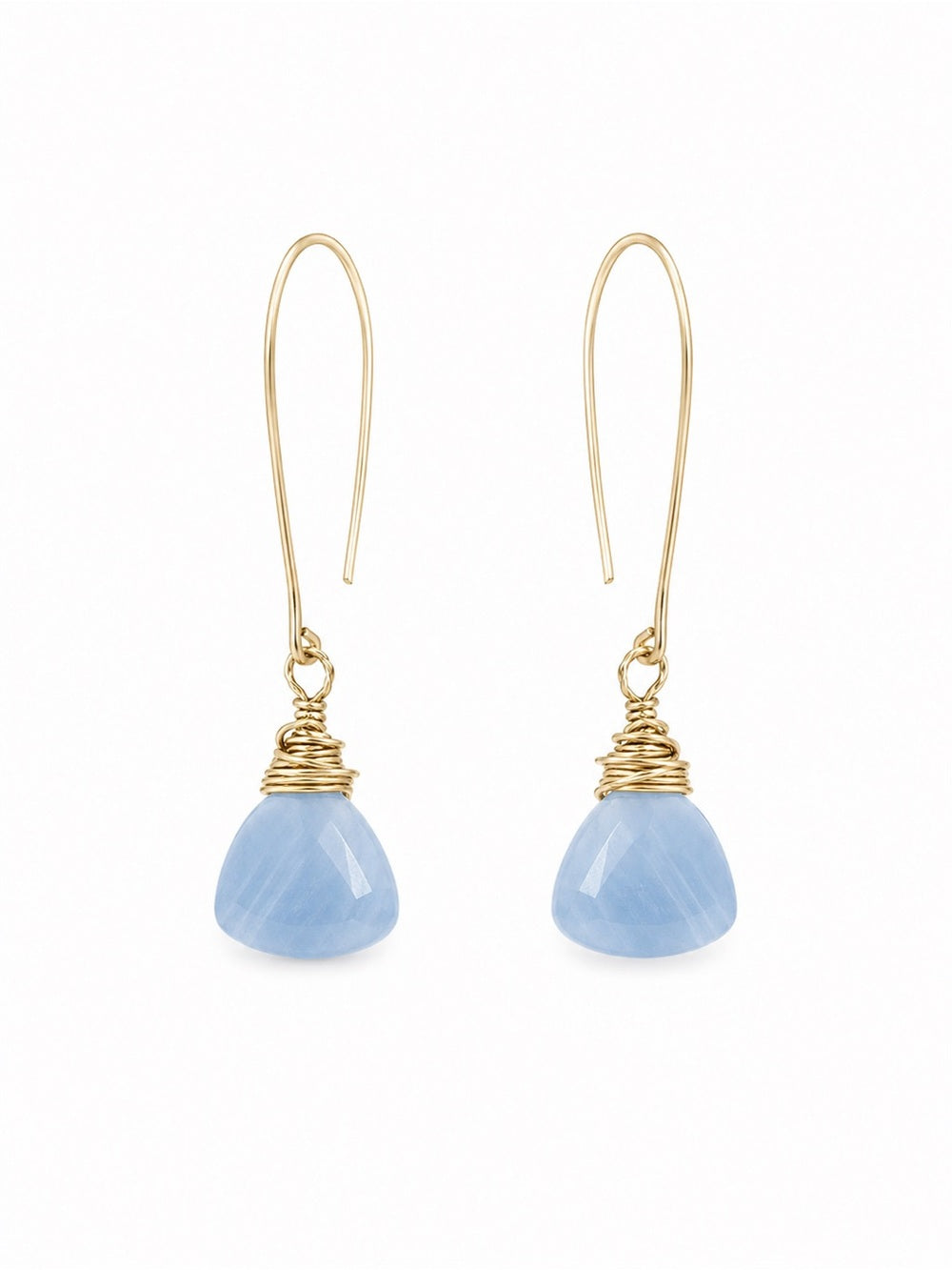 HK71 Gold Filled Blue Opal Hook Earrings