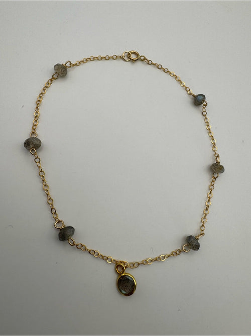 B008 Labradorite Bezel Gold Filled Anklet