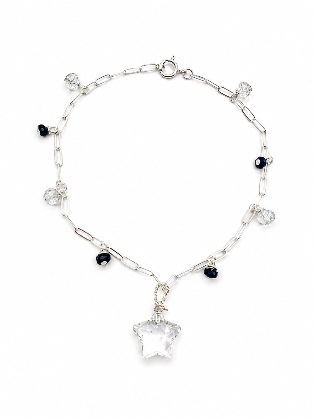 B65c Sapphire and White Topaz Paperclip Bracelet (S925)