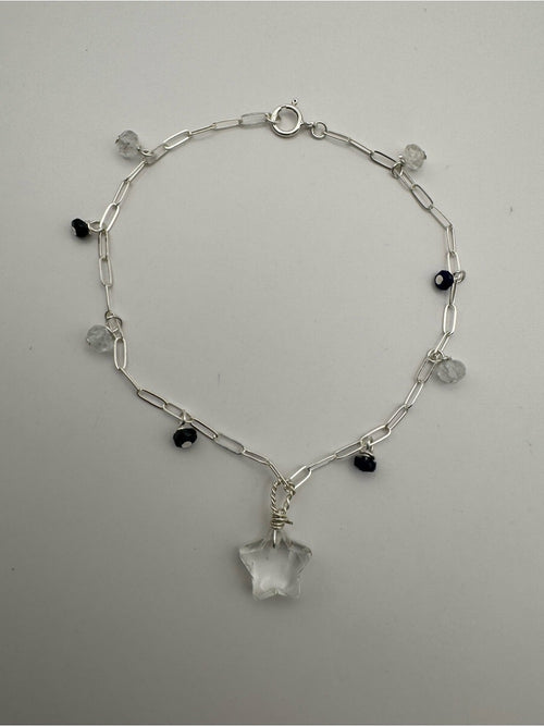 B65c Sapphire and White Topaz Paperclip Bracelet (S925)
