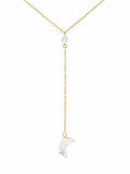 L11 Gold Filled Lariat Moonstone Moon Necklace