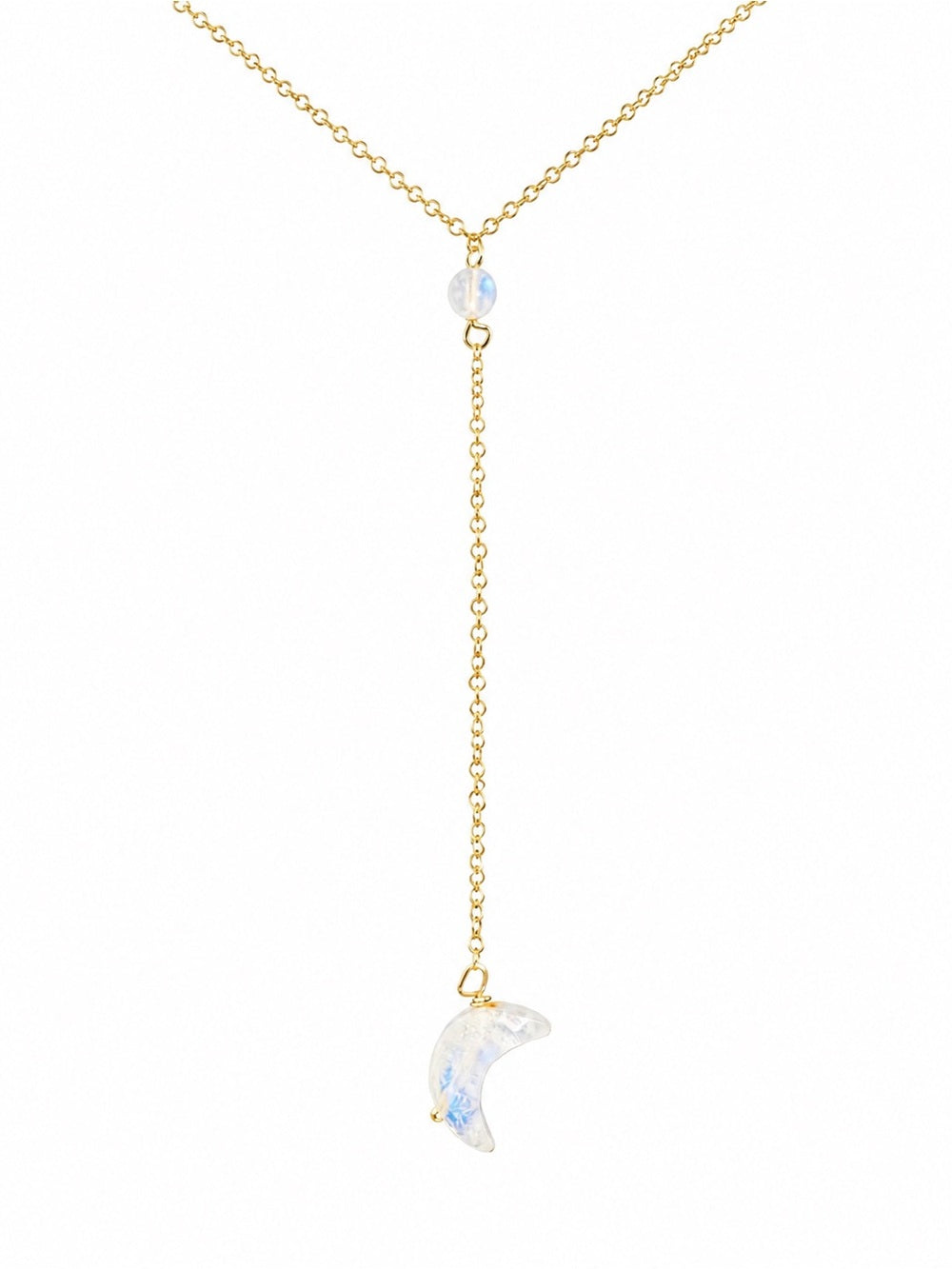 L11 Gold Filled Lariat Moonstone Moon Necklace