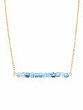 N46A Gold Filled Small Aquamarine Bar Necklace