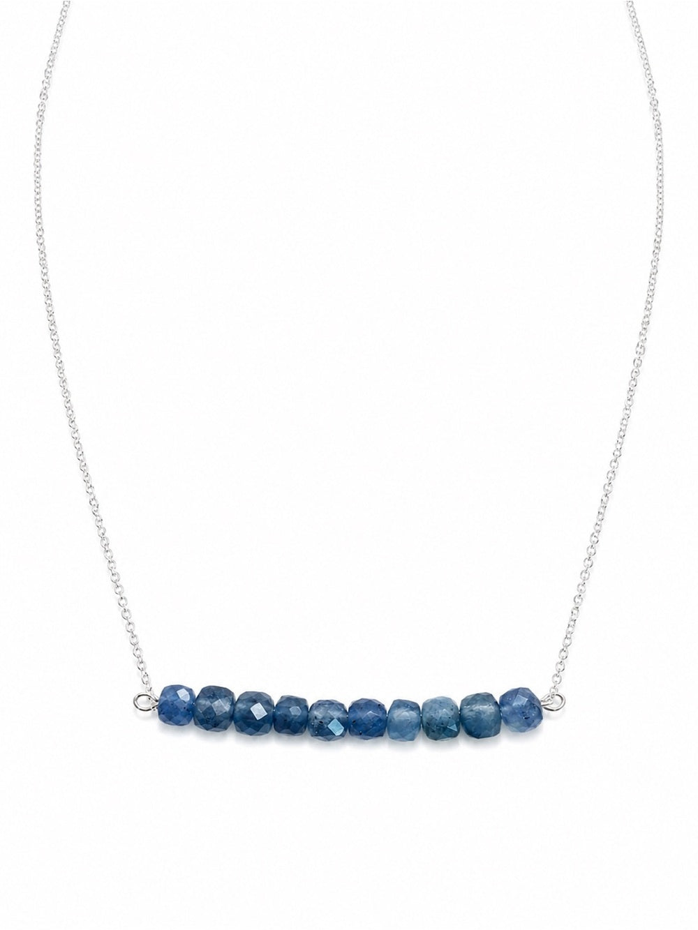 N45c Aquamarine Bar Necklace (S925)