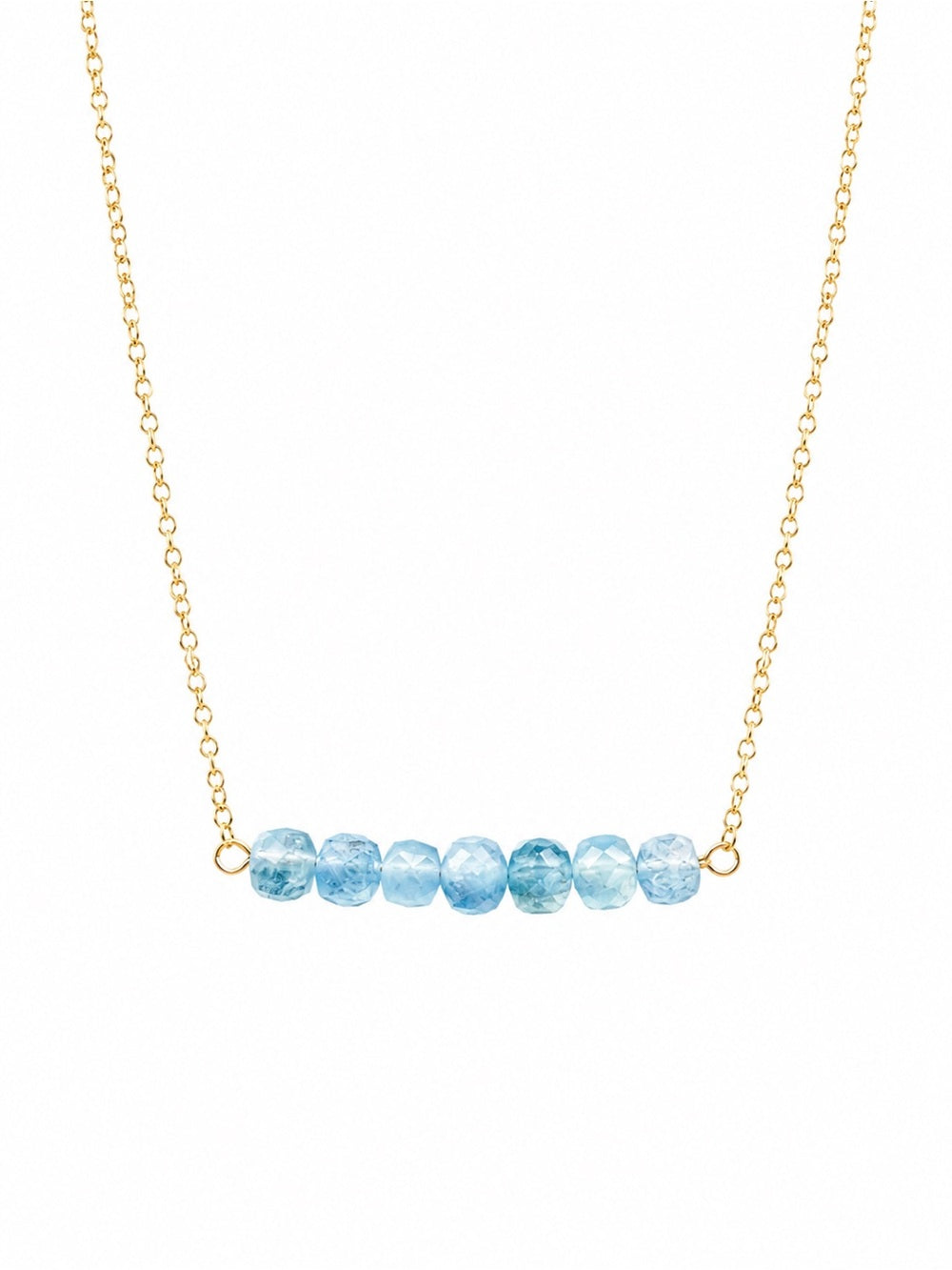 N46B Gold Filled Aquamarine Bar Necklace