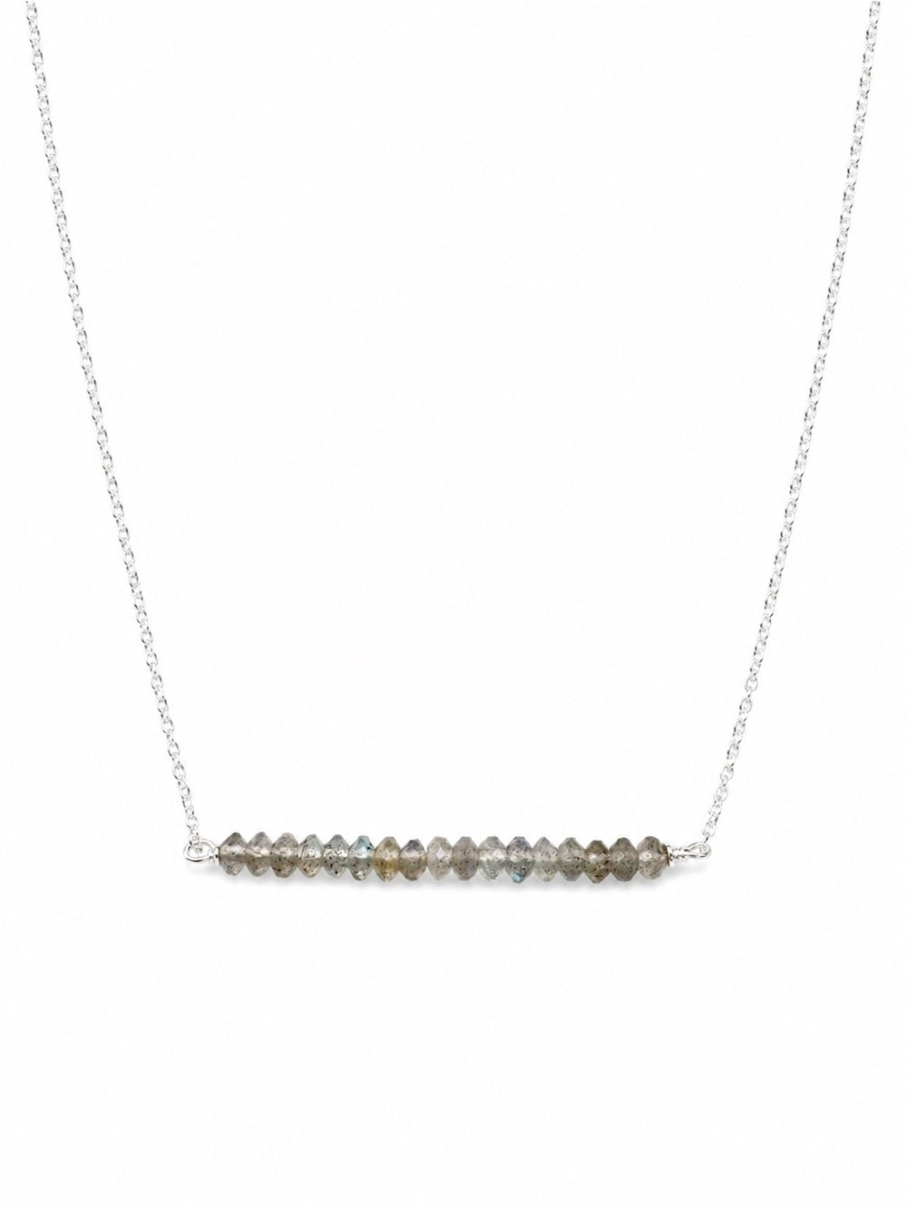 N0090A Labradorite Baby Bar Necklace (S925)