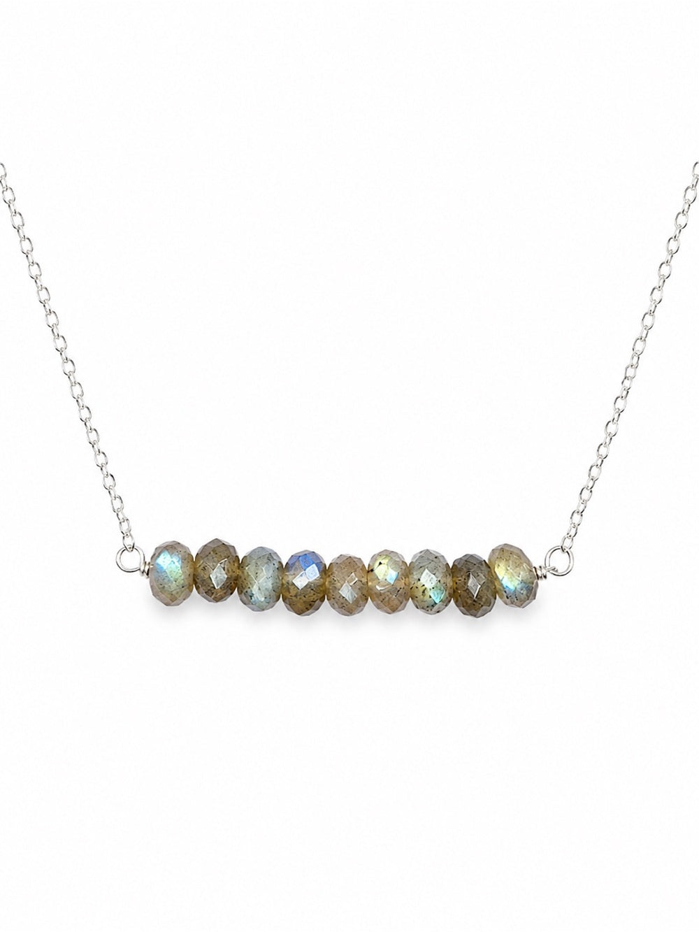 N0090B Labradorite Bar Necklace (S925)