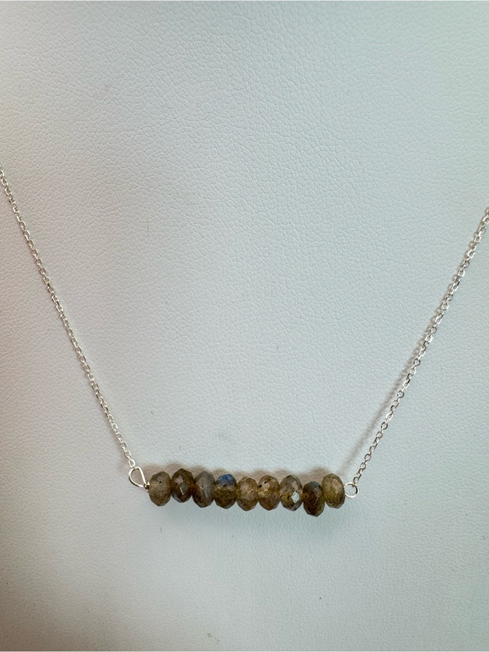 N0090B Labradorite Bar Necklace (S925)