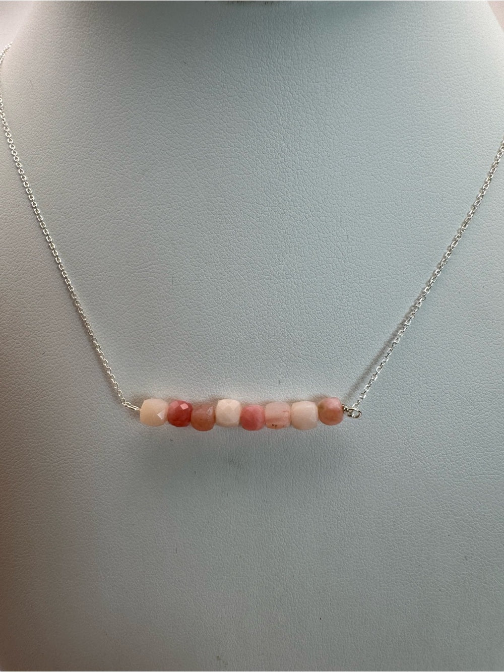 N54 Pink Opal Bar Necklace (S925)