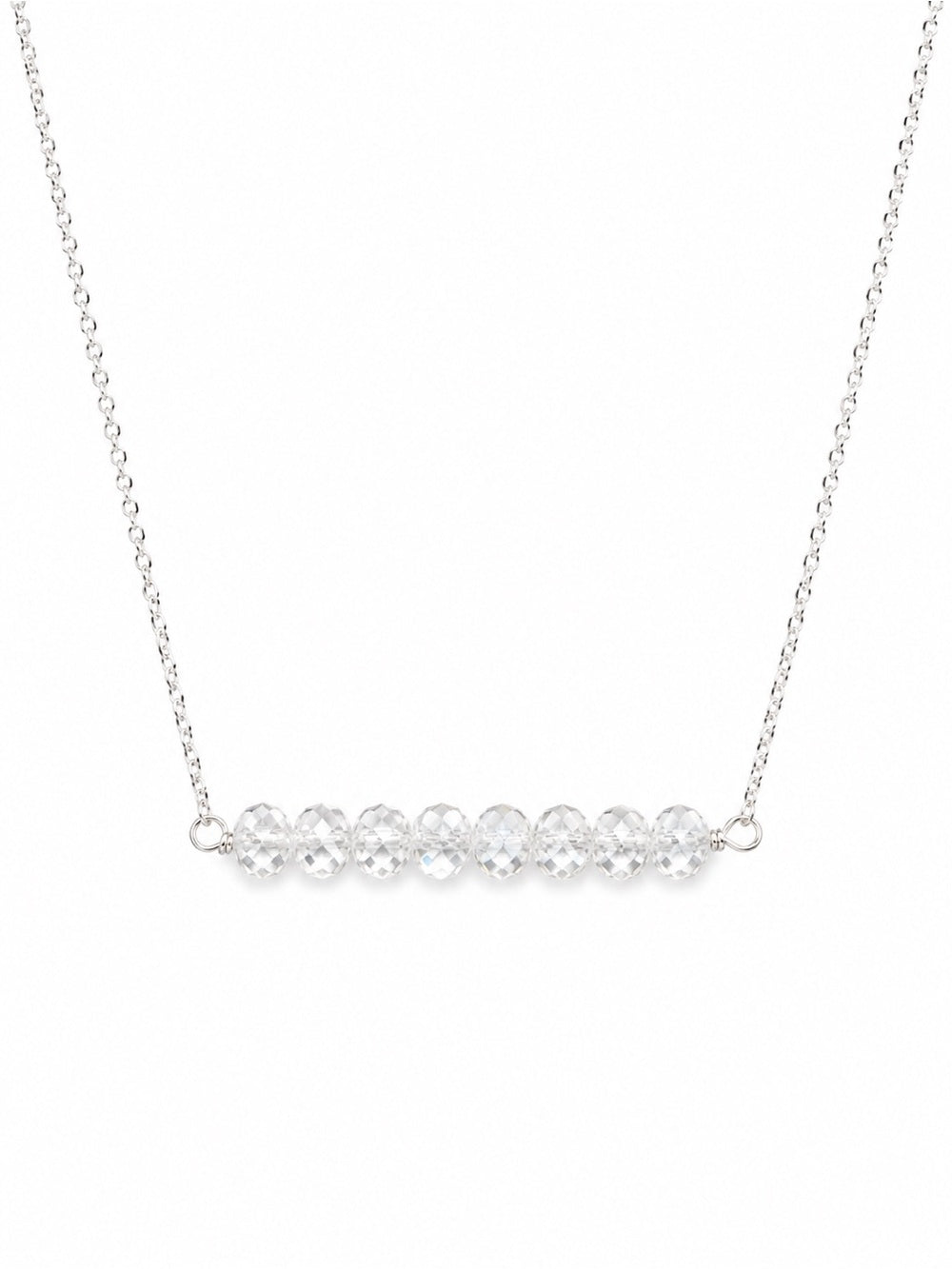 N49 White Topaz Bar Necklace (S925)