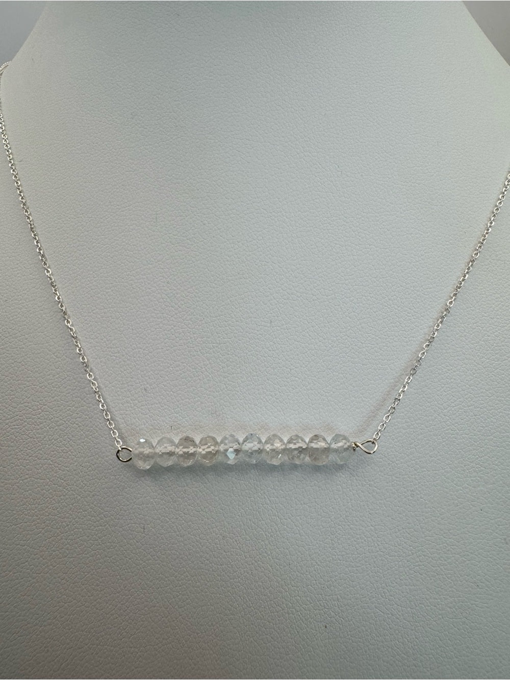 N49 White Topaz Bar Necklace (S925)