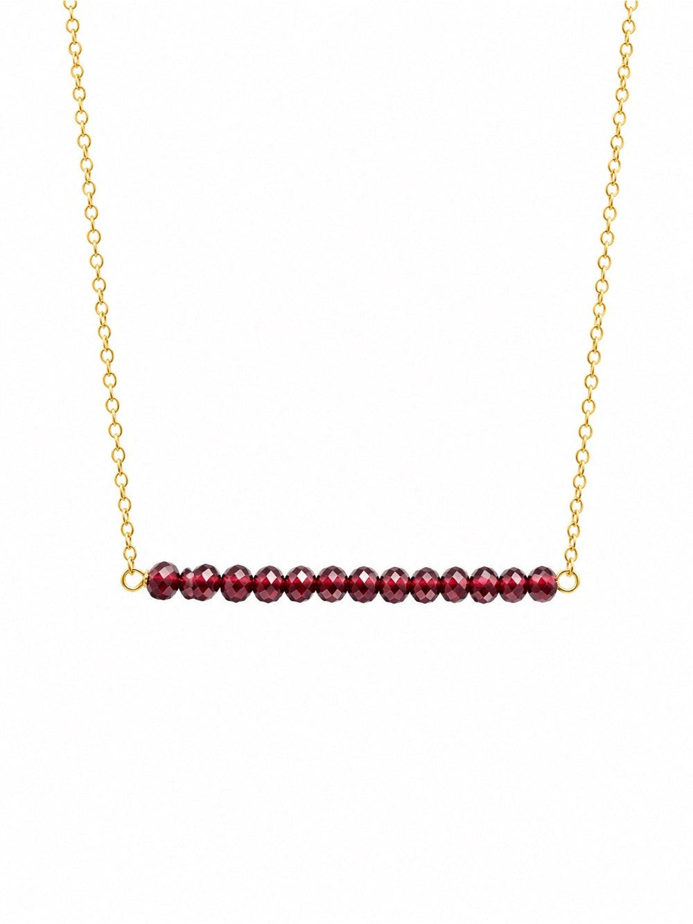 N61 Gold Filled Purple Garnet Bar Necklace